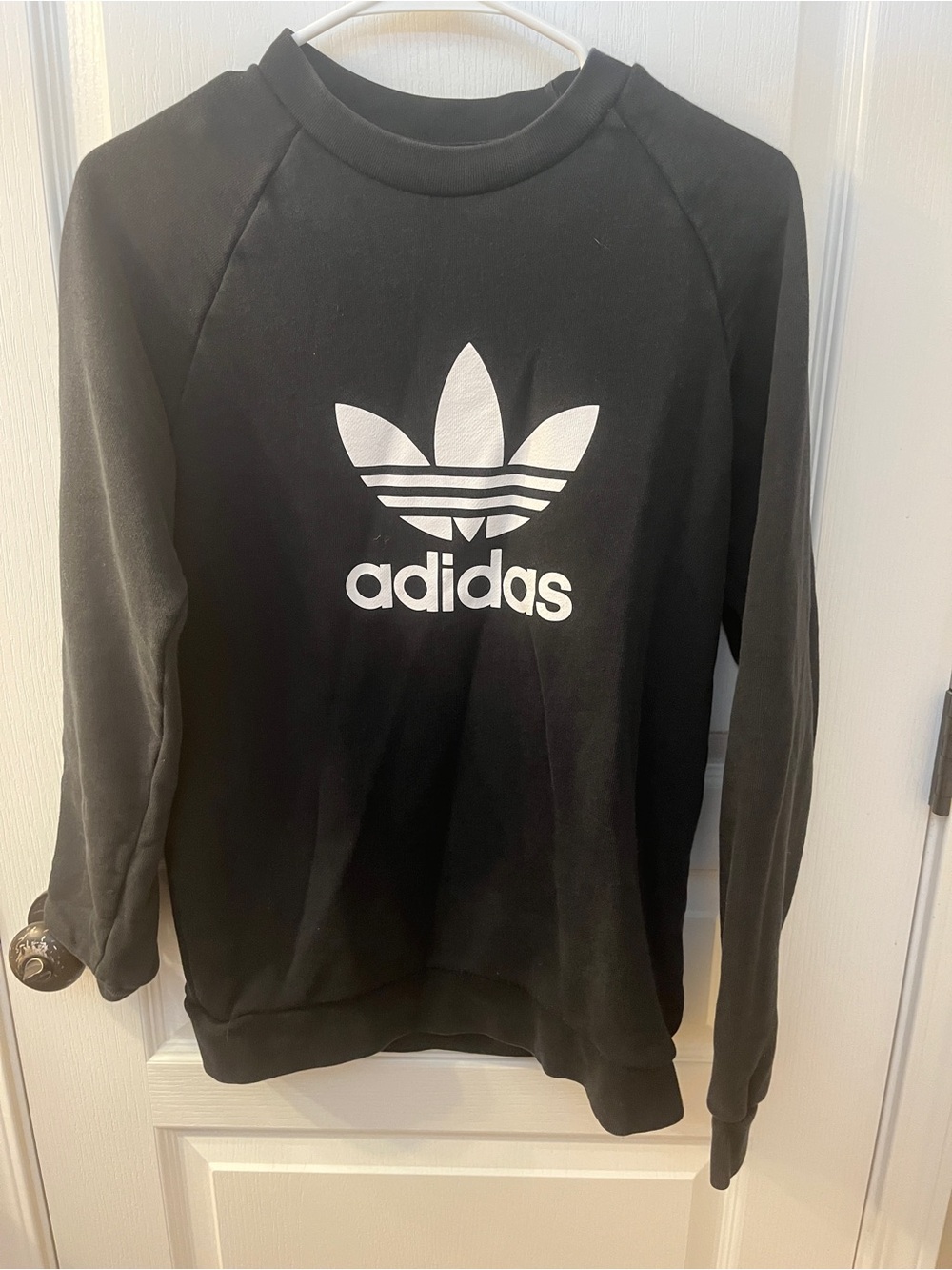 Adidas Black Crewneck Sweatshirt with White Trefoil Logo